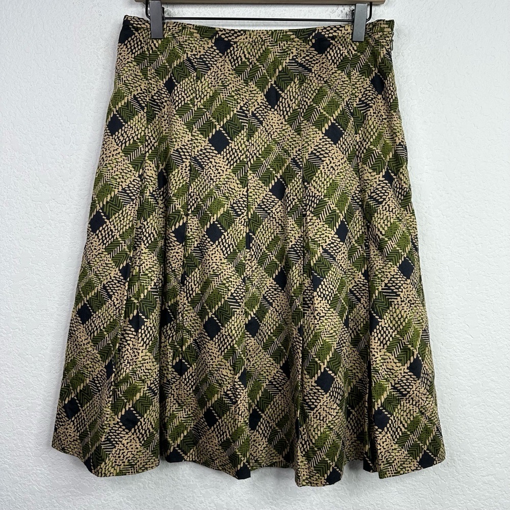 Harold's Skirt Womens Size 8 Green Plaid Geometric Pleated A-Line Preppy Boho